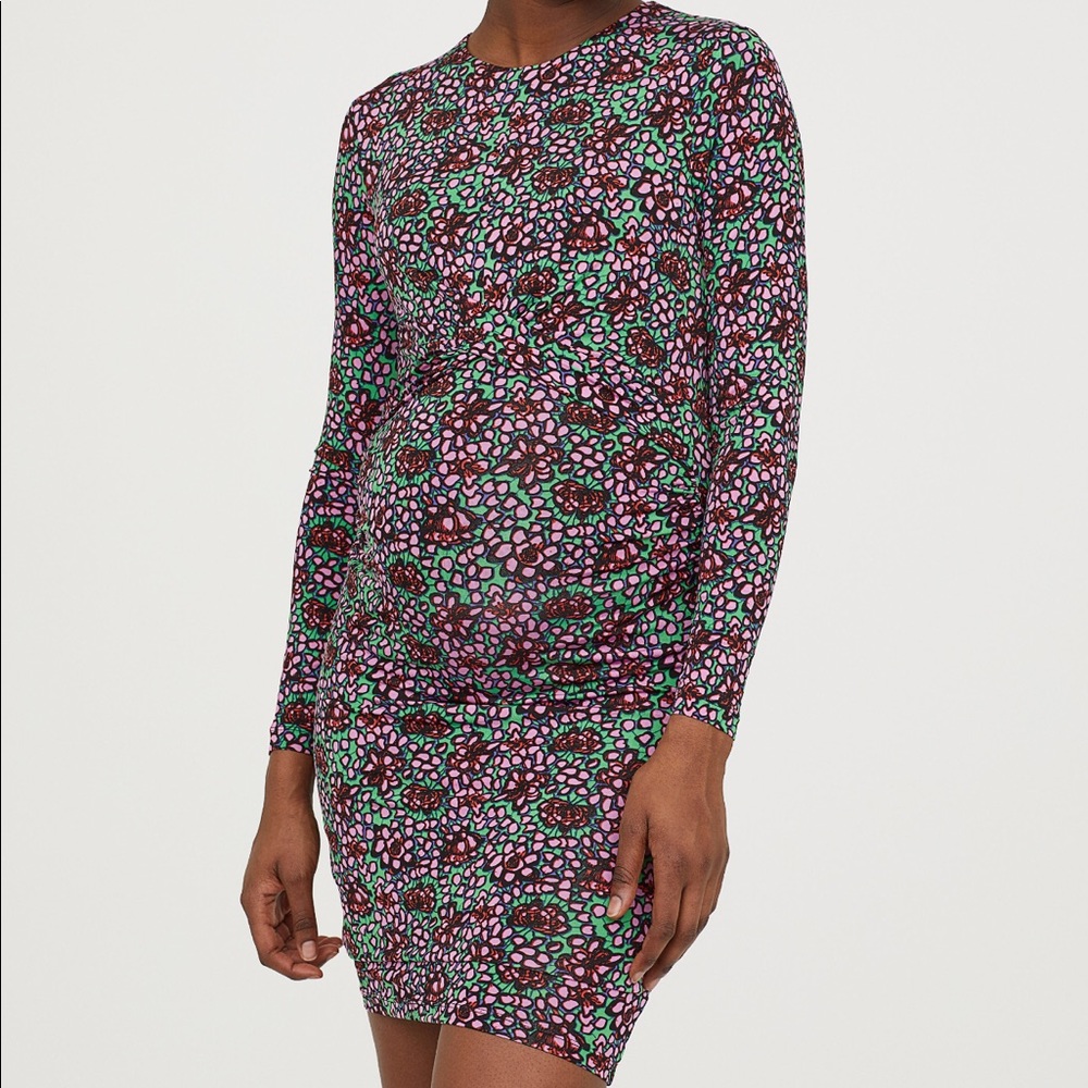 Maternity, long sleeve, draped dress